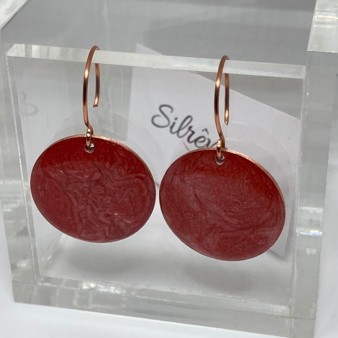 Round copper earrings 'Simplicity'