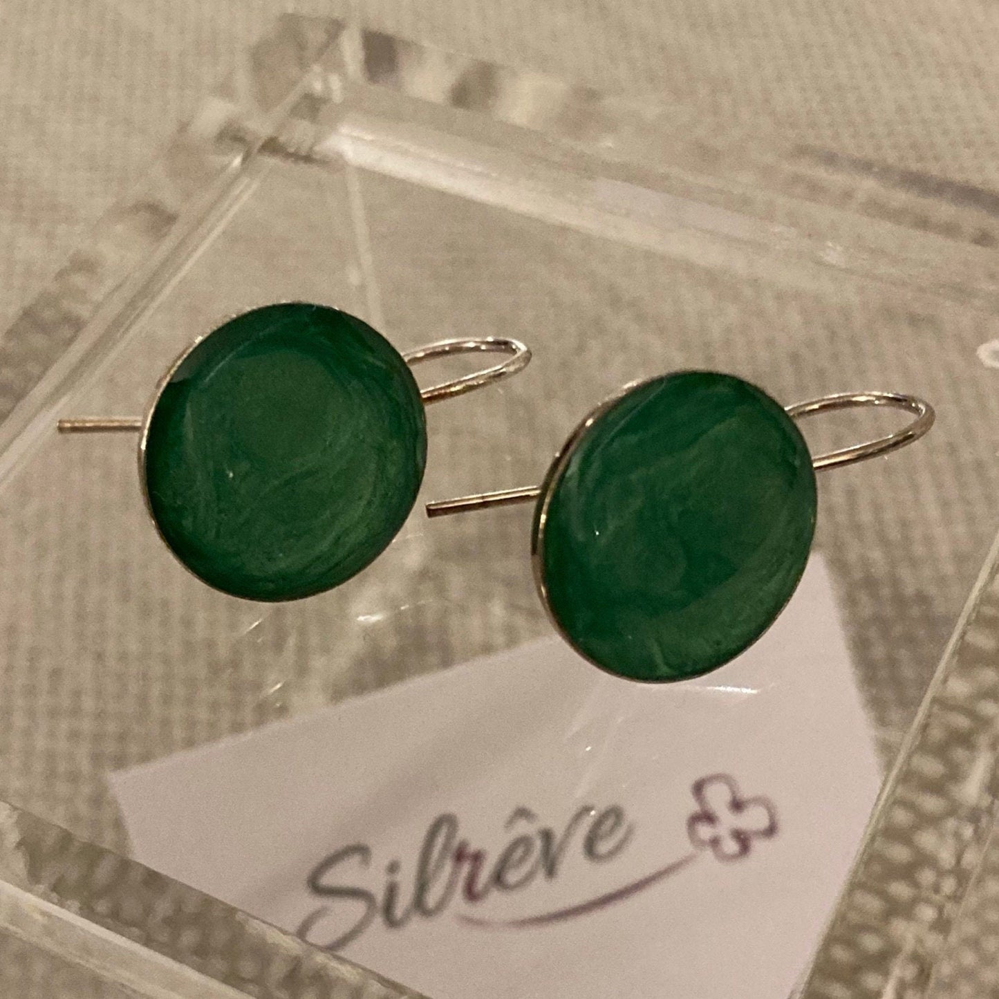 Earrings in Ag. 925 round, enamelled and vitrified by hand