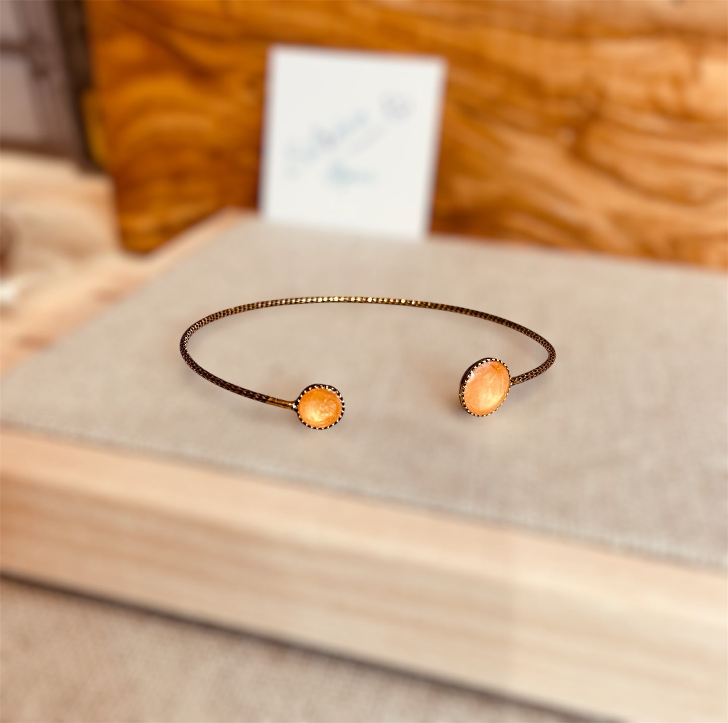 Braccialetto rigido bronzo diamantato con vassoi smaltati e vetrificati