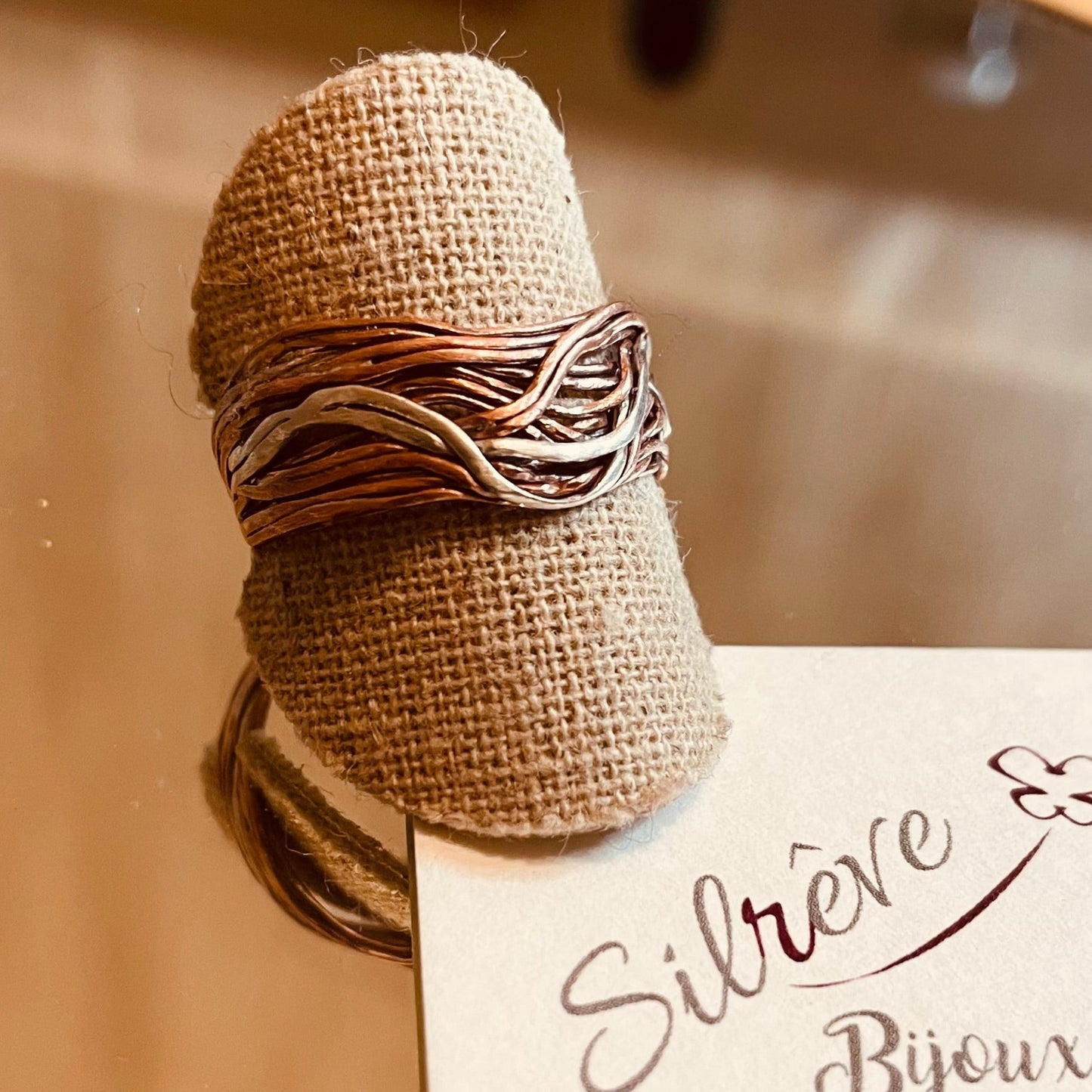 Antiqued copper bracelet, embellished with small crystals