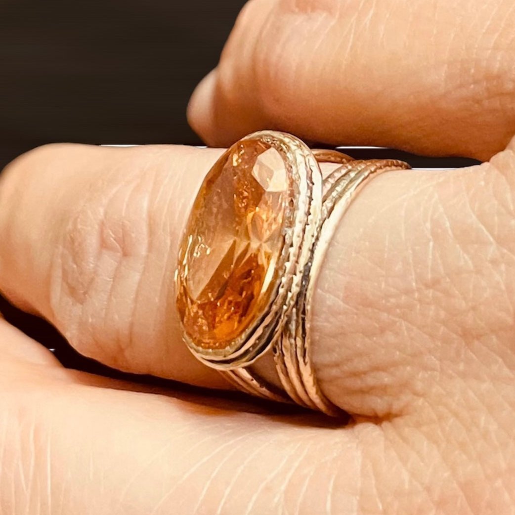 Anello in bronzo diamantato con 'quarzo citrino'