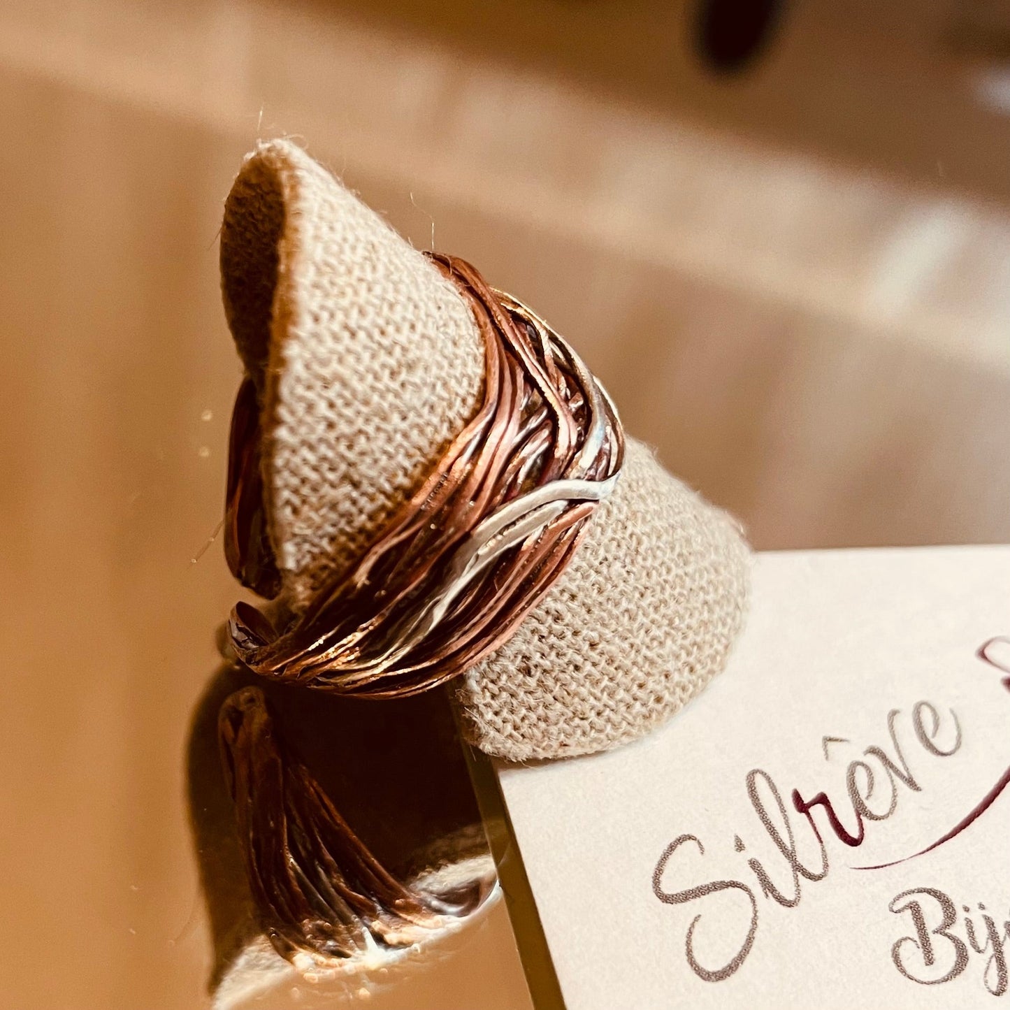 Antiqued copper bracelet, embellished with small crystals