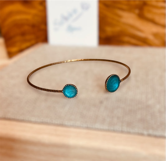 Braccialetto rigido bronzo diamantato con vassoi smaltati e vetrificati