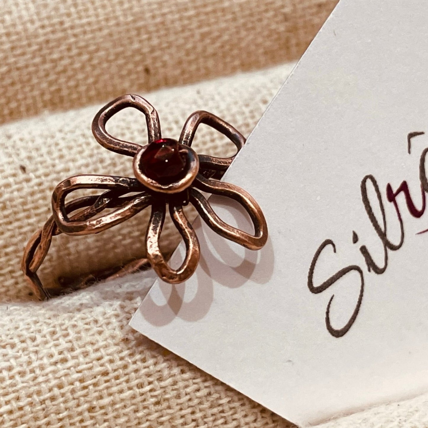 Antiqued copper bracelet, embellished with small crystals