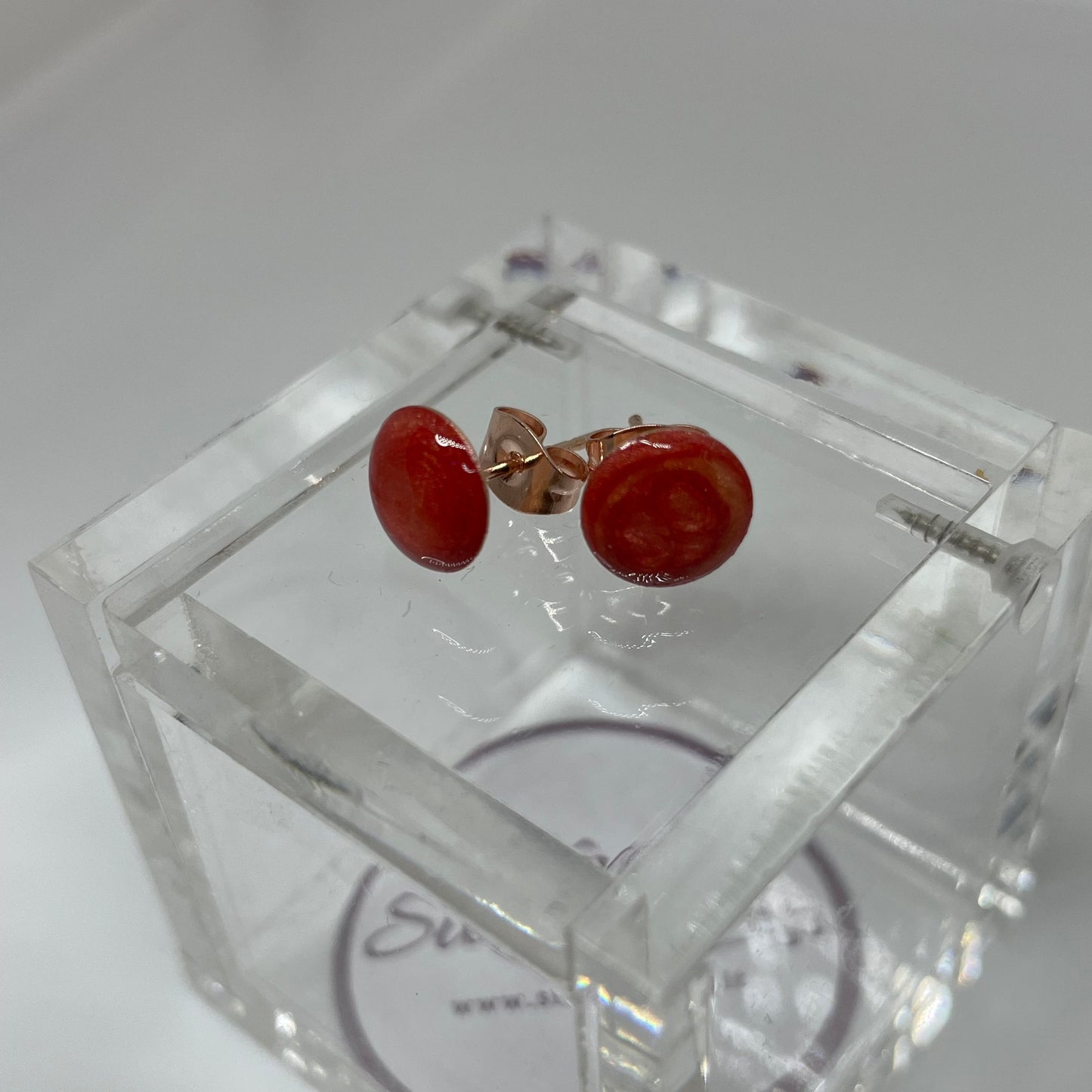 Orecchini  a puntino in ottone rosato