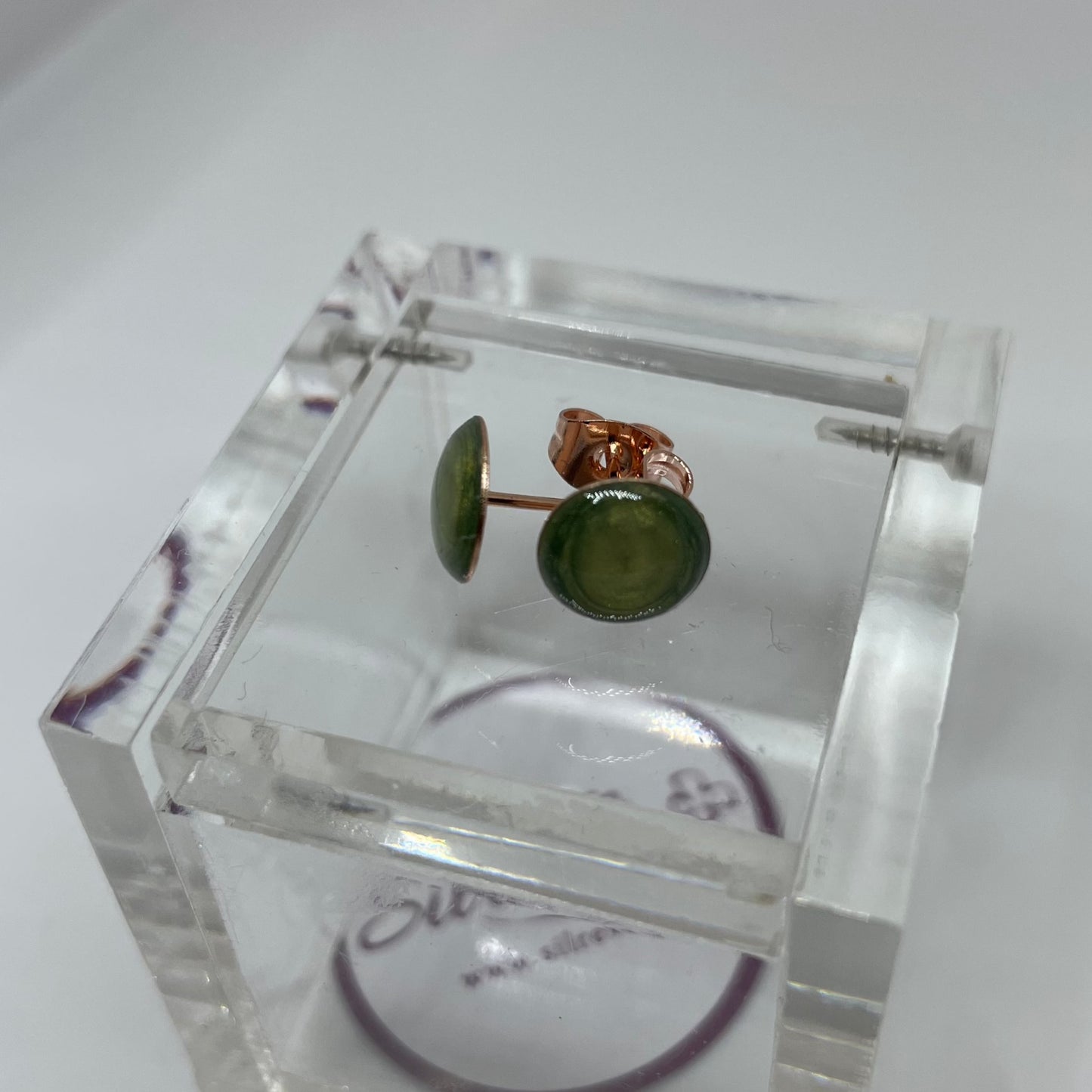 Orecchini  a puntino in ottone rosato