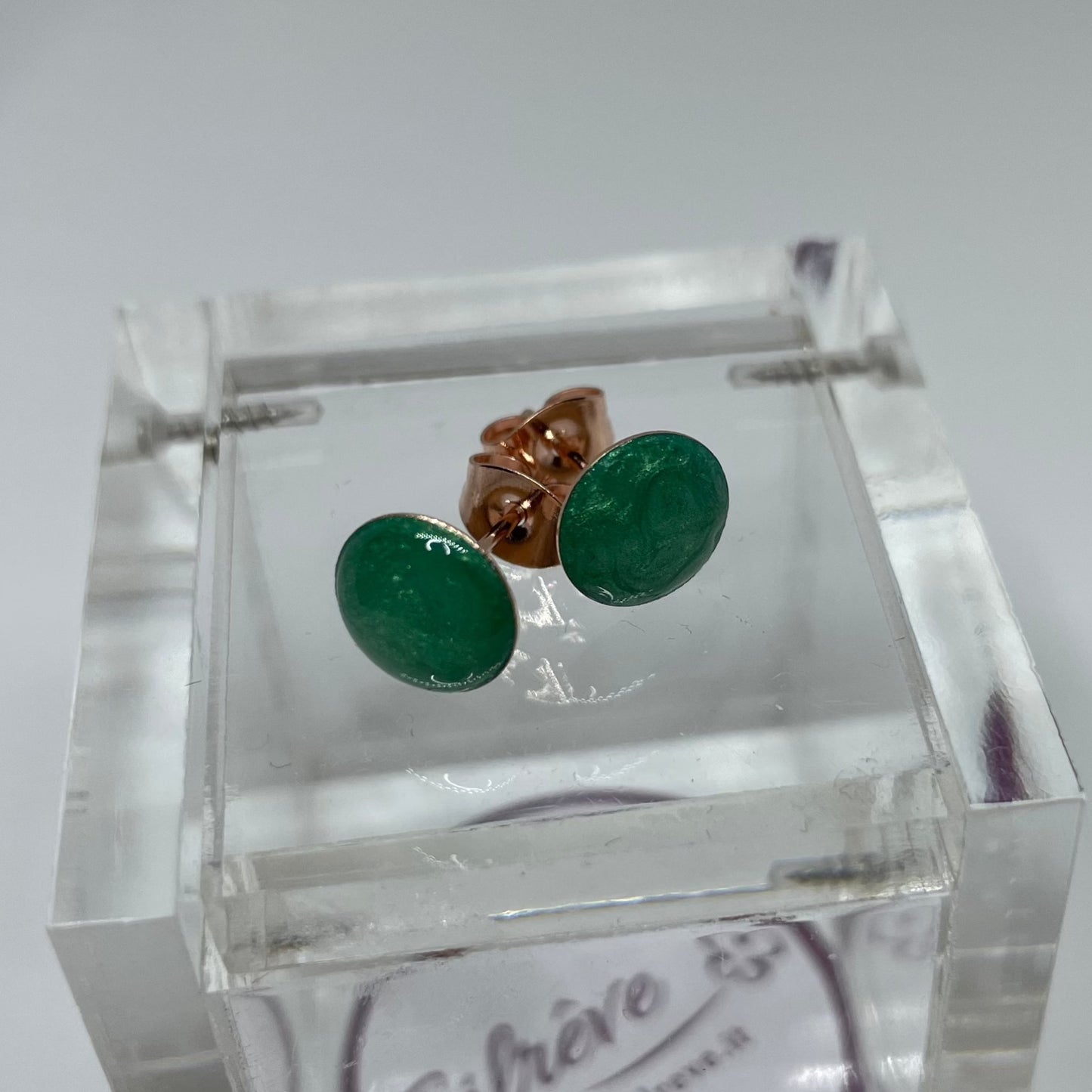 Orecchini  a puntino in ottone rosato