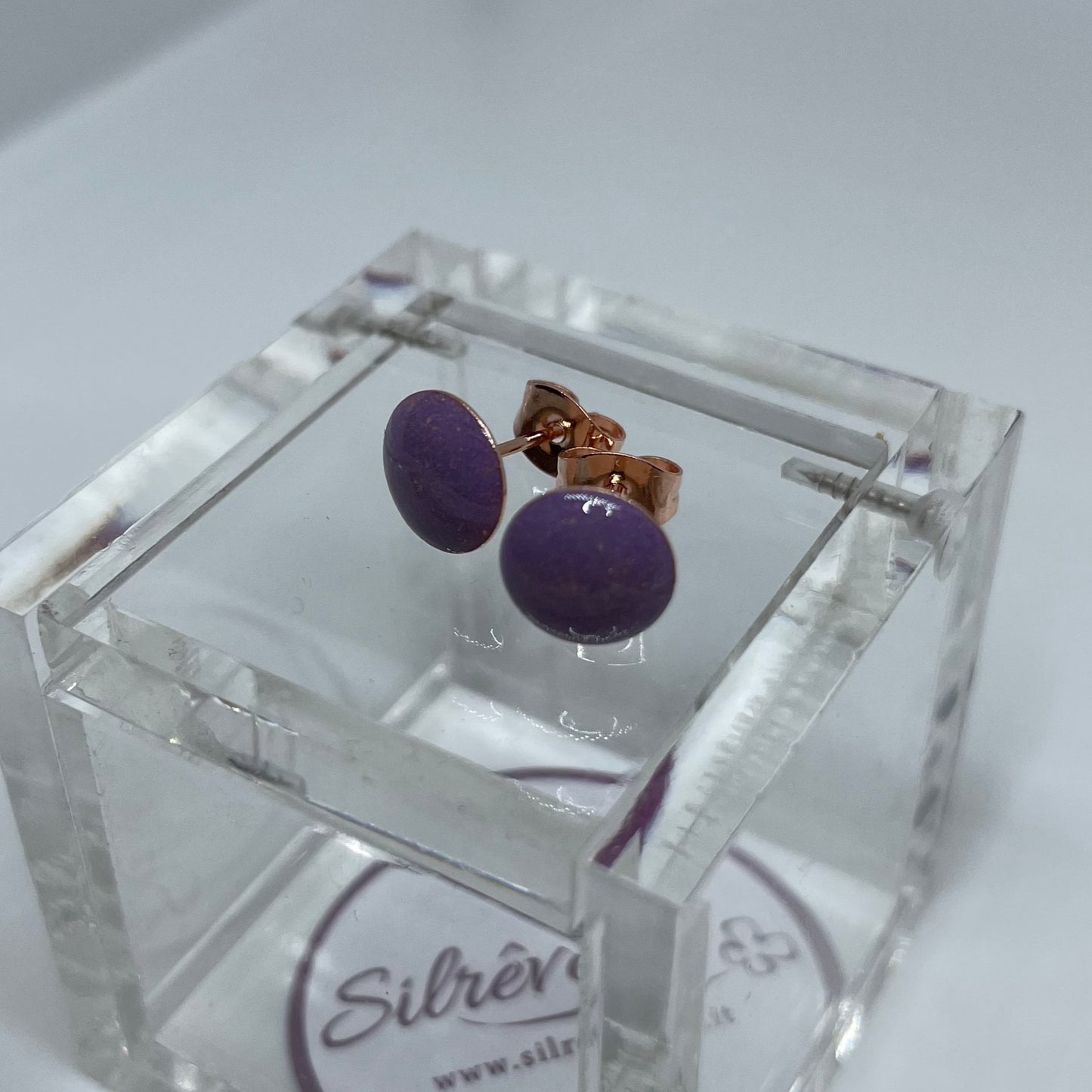 Orecchini  a puntino in ottone rosato