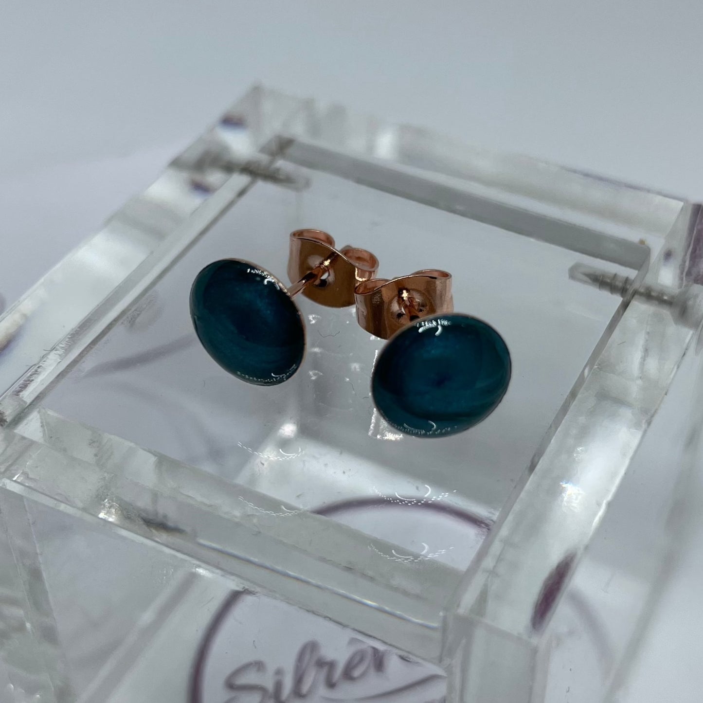 Orecchini  a puntino in ottone rosato