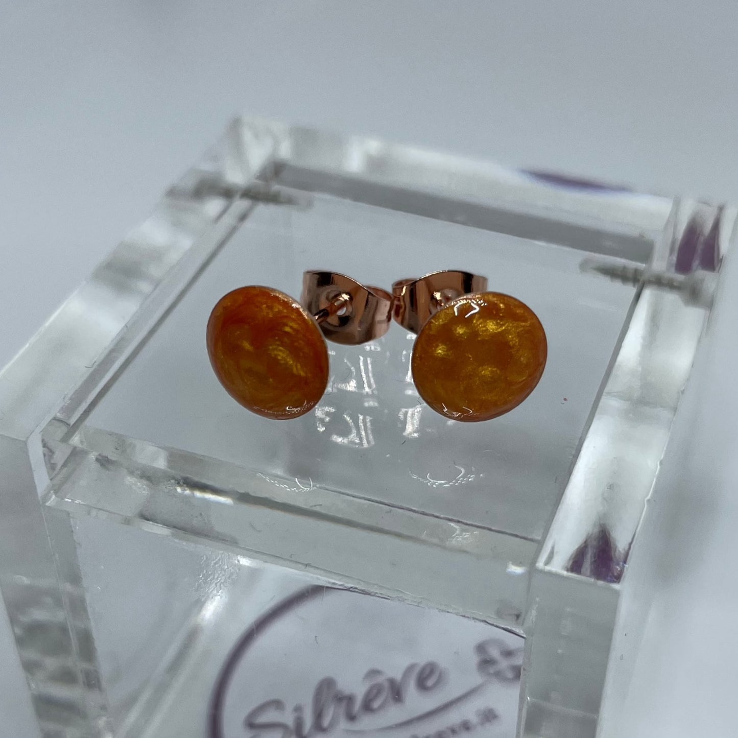 Orecchini  a puntino in ottone rosato