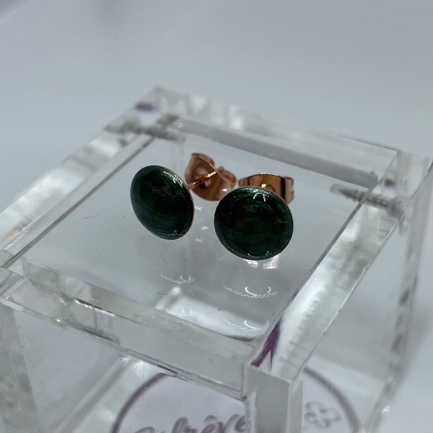 Orecchini  a puntino in ottone rosato