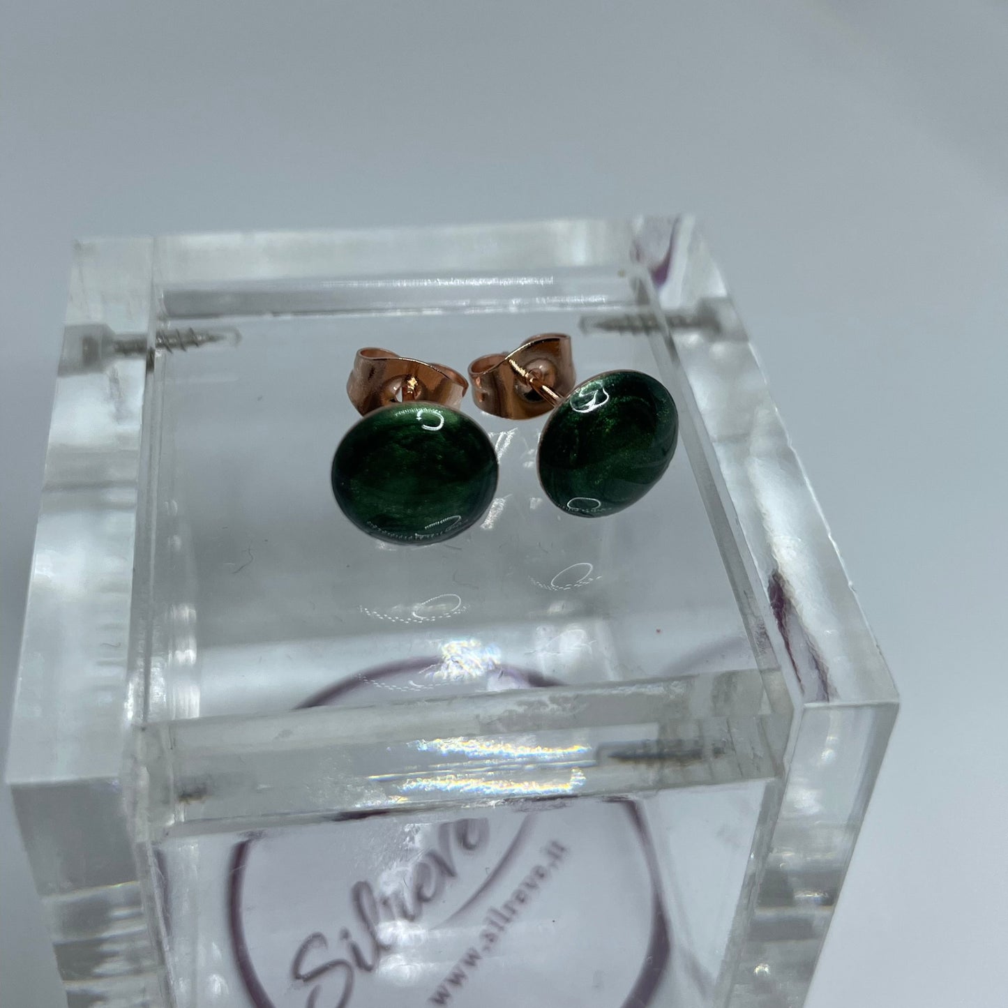 Orecchini  a puntino in ottone rosato