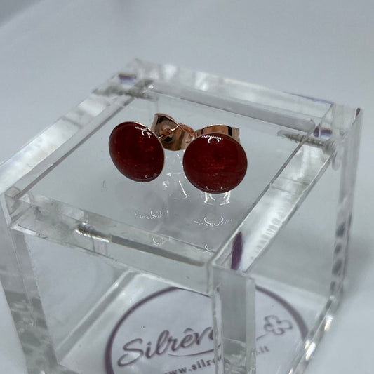 Orecchini  a puntino in ottone rosato