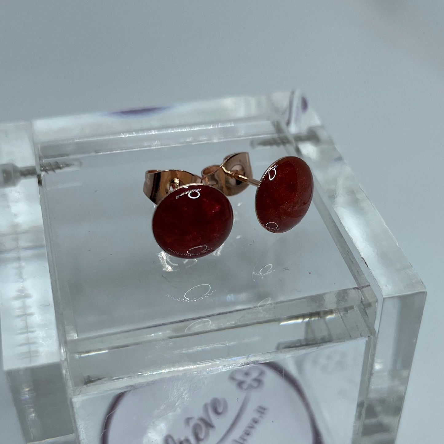 Orecchini  a puntino in ottone rosato