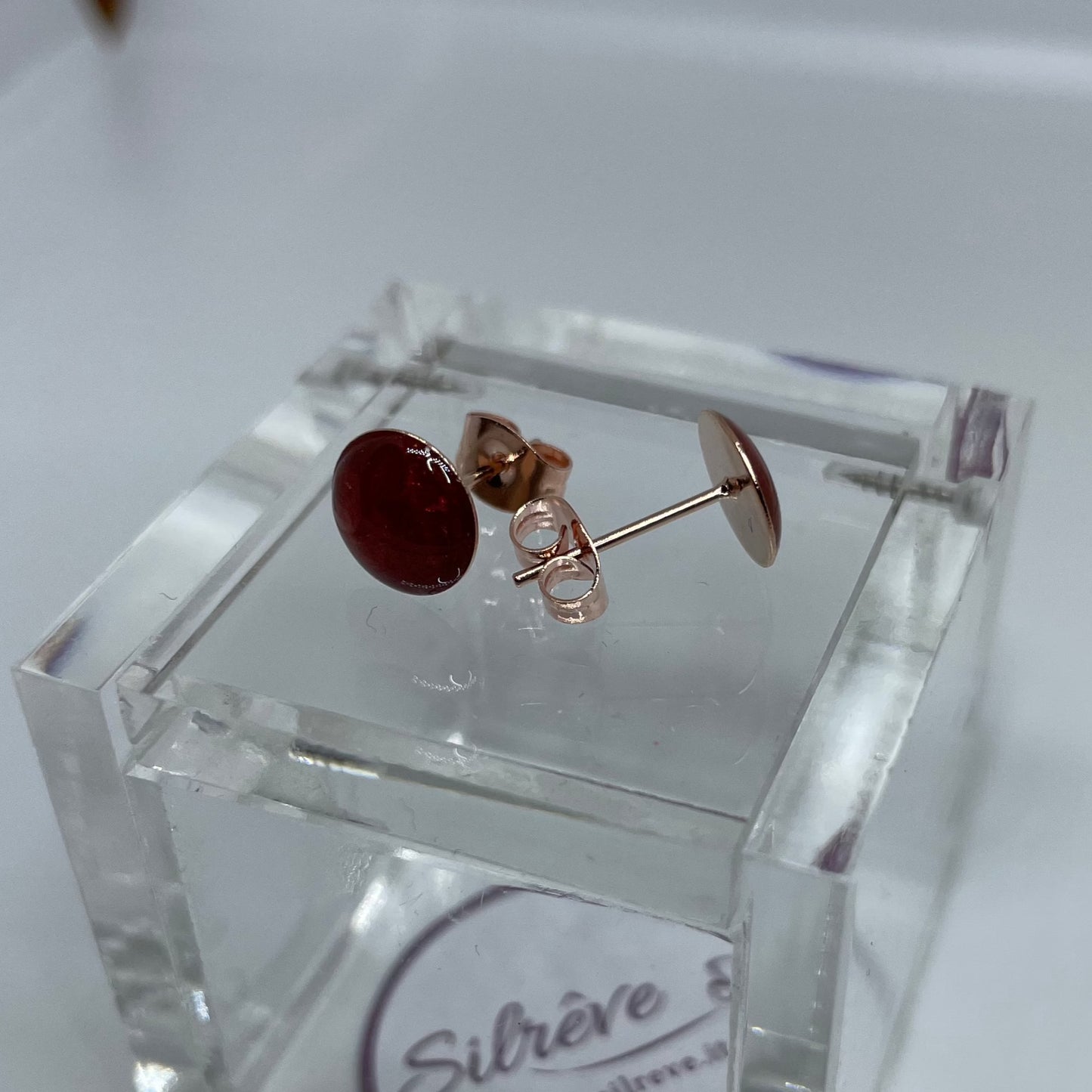 Orecchini  a puntino in ottone rosato