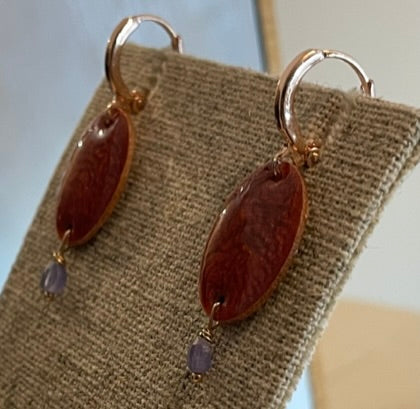 Orecchini pendenti in Ag.925 e rame con pietre preziose.