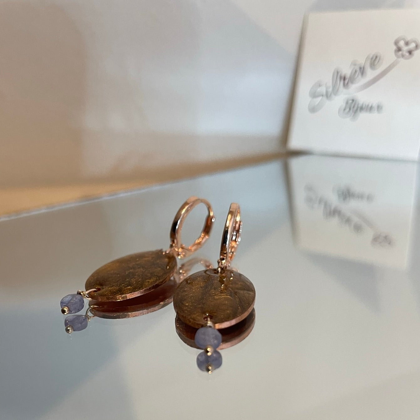 Orecchini pendenti in Ag.925 e rame con pietre preziose.