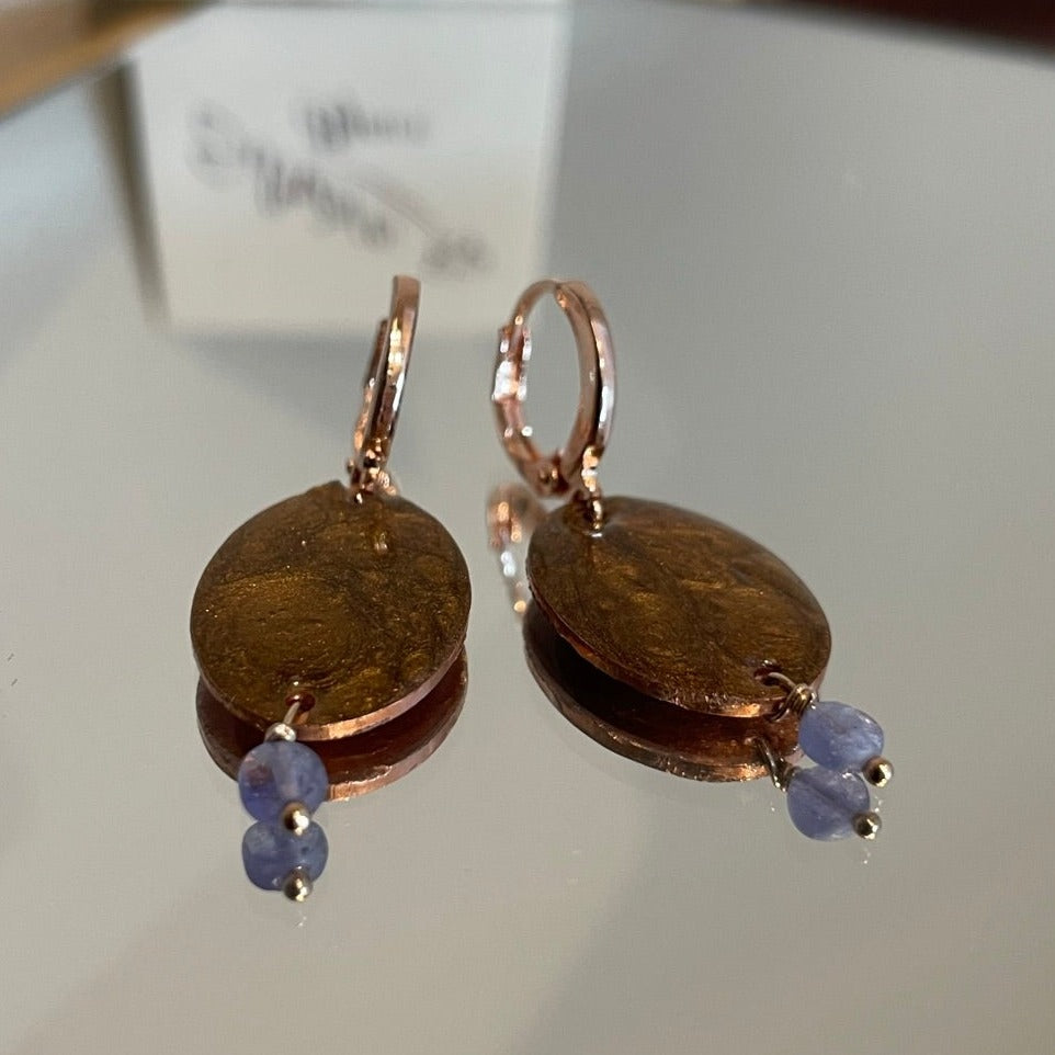 Orecchini pendenti in Ag.925 e rame con pietre preziose.