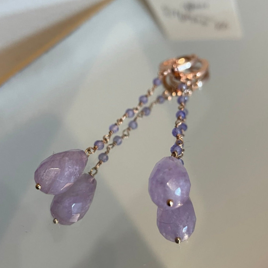 Orecchini pendenti con ametista in Ag. 925