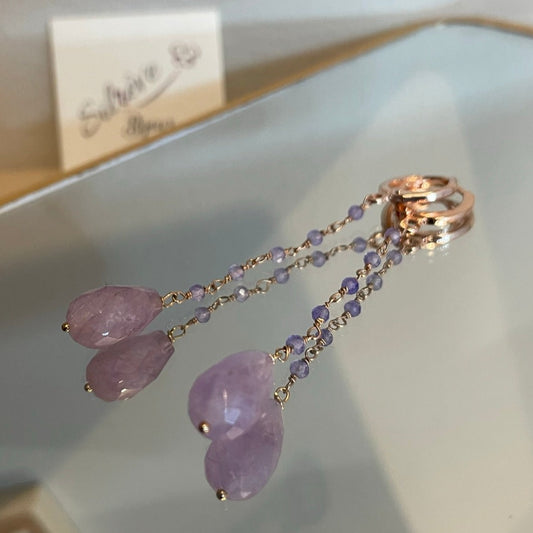 Orecchini pendenti con ametista in Ag. 925