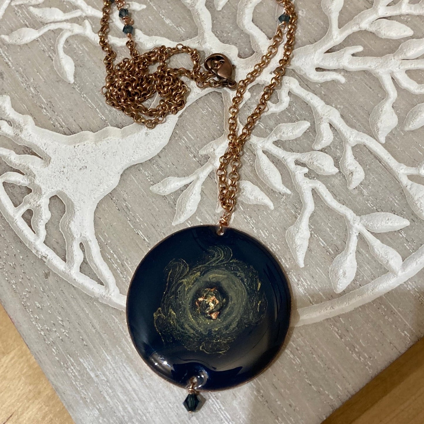 Copper necklace with 'Galaxy' round pendant