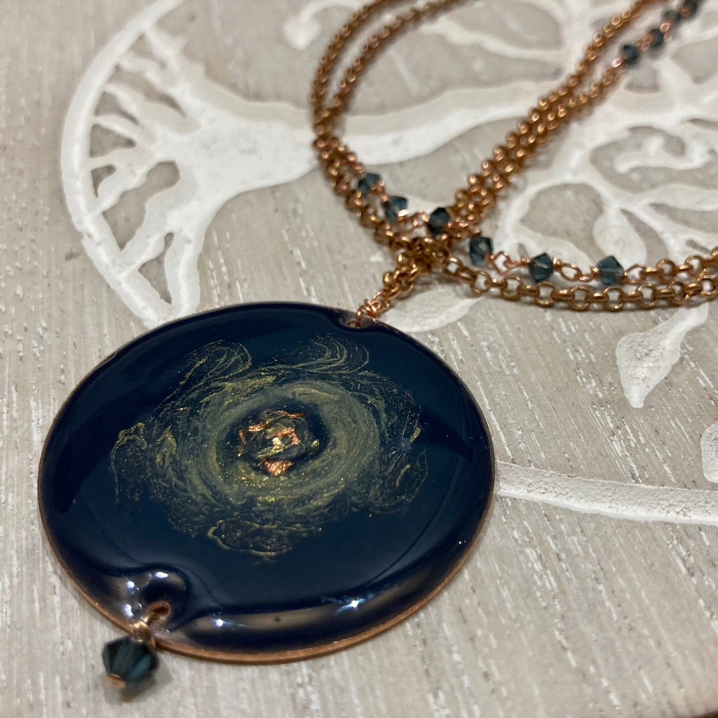 Copper necklace with 'Galaxy' round pendant