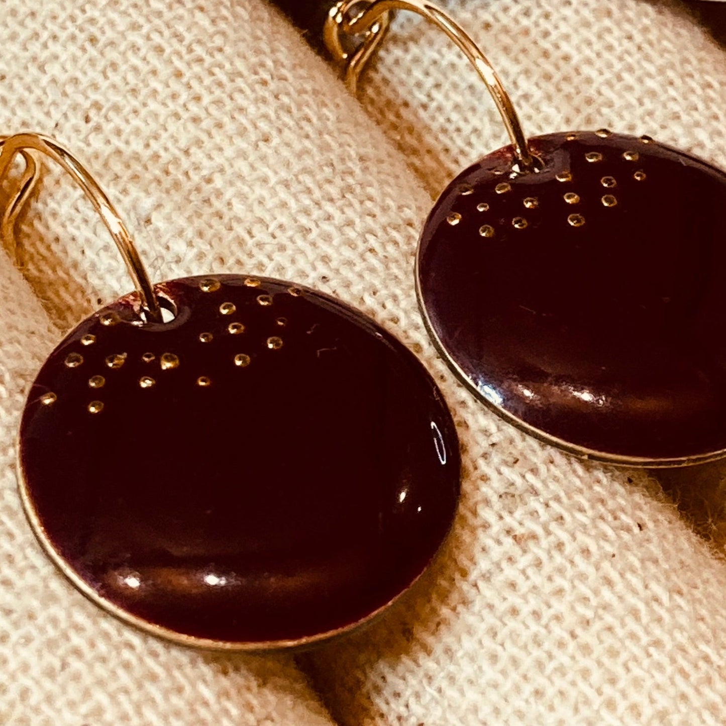 Brass pendant earrings with micro pearls