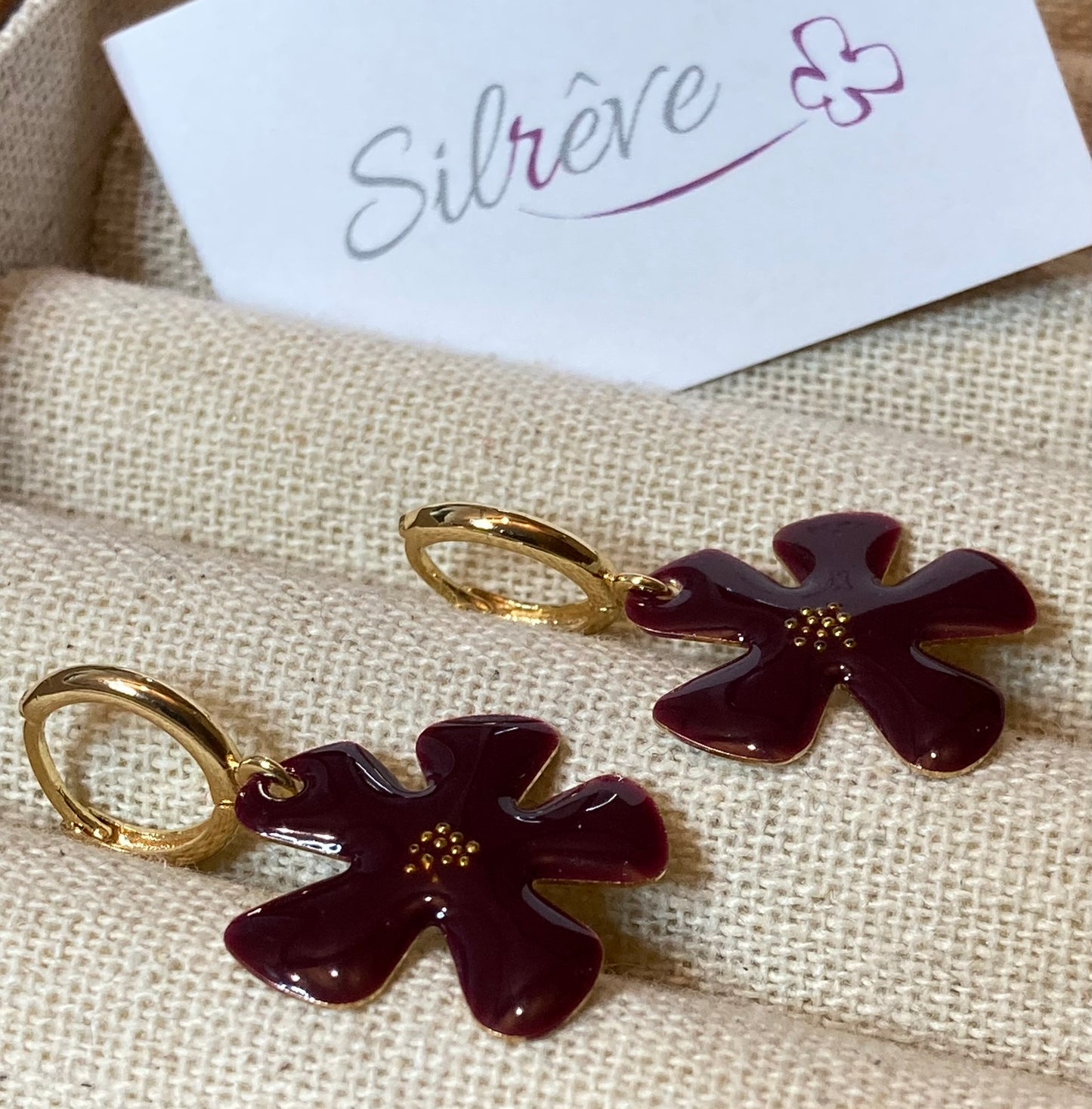 Brass pendant earrings with micro pearls