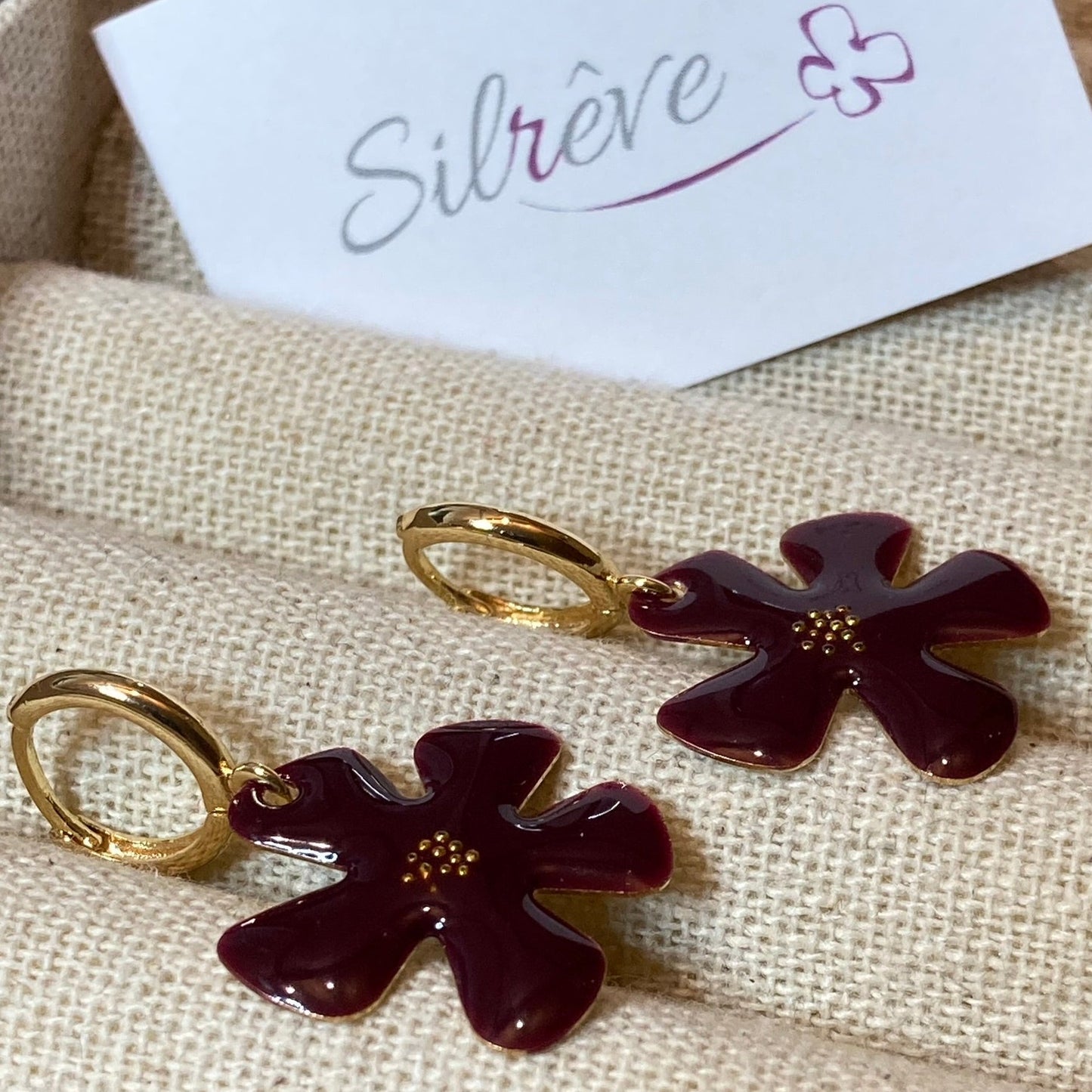 Brass pendant earrings with micro pearls