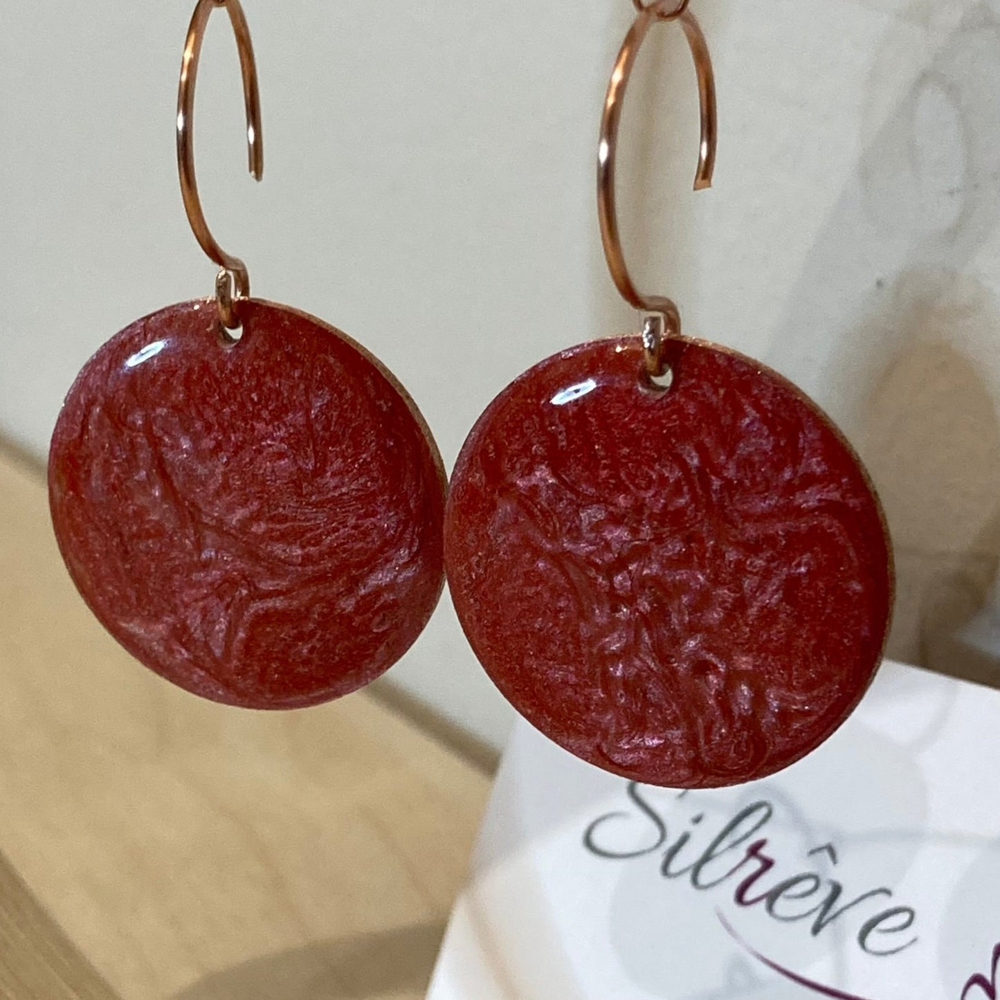 Round copper earrings 'Simplicity'