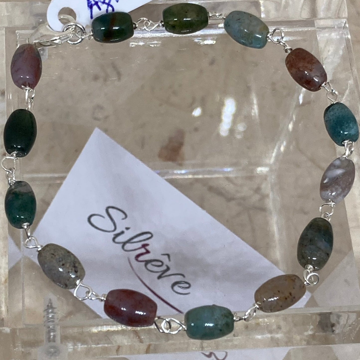 Goldsmith's knot bracelet in Ag. 925, embellished with Indian agate