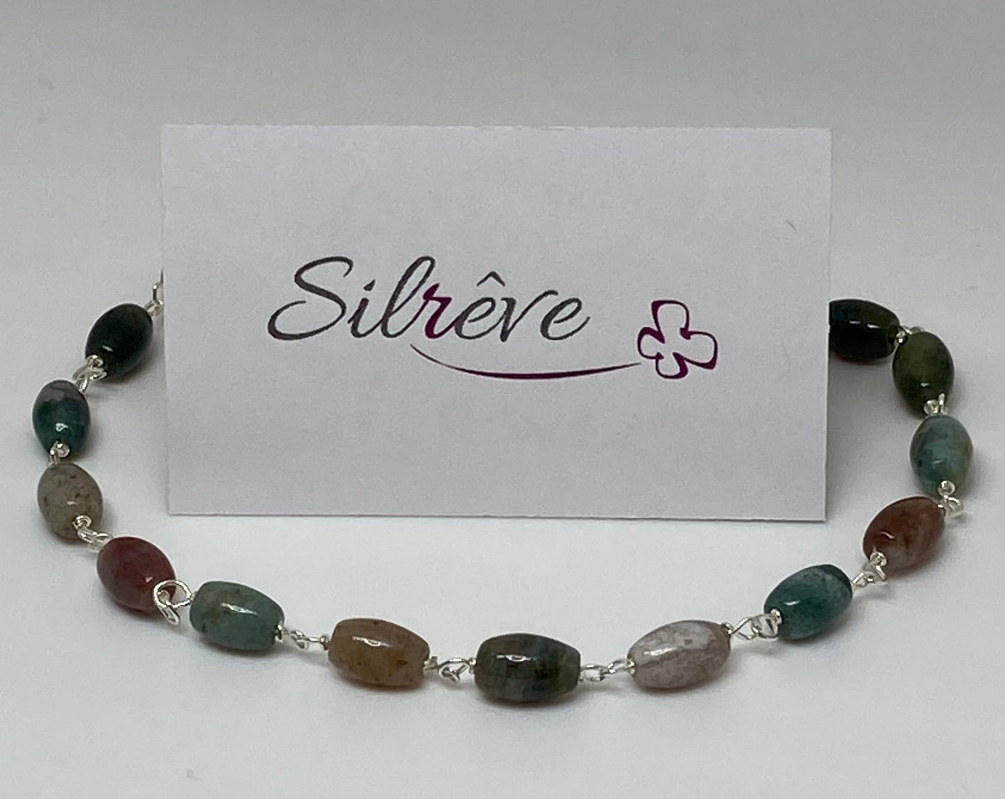 Goldsmith's knot bracelet in Ag. 925, embellished with Indian agate