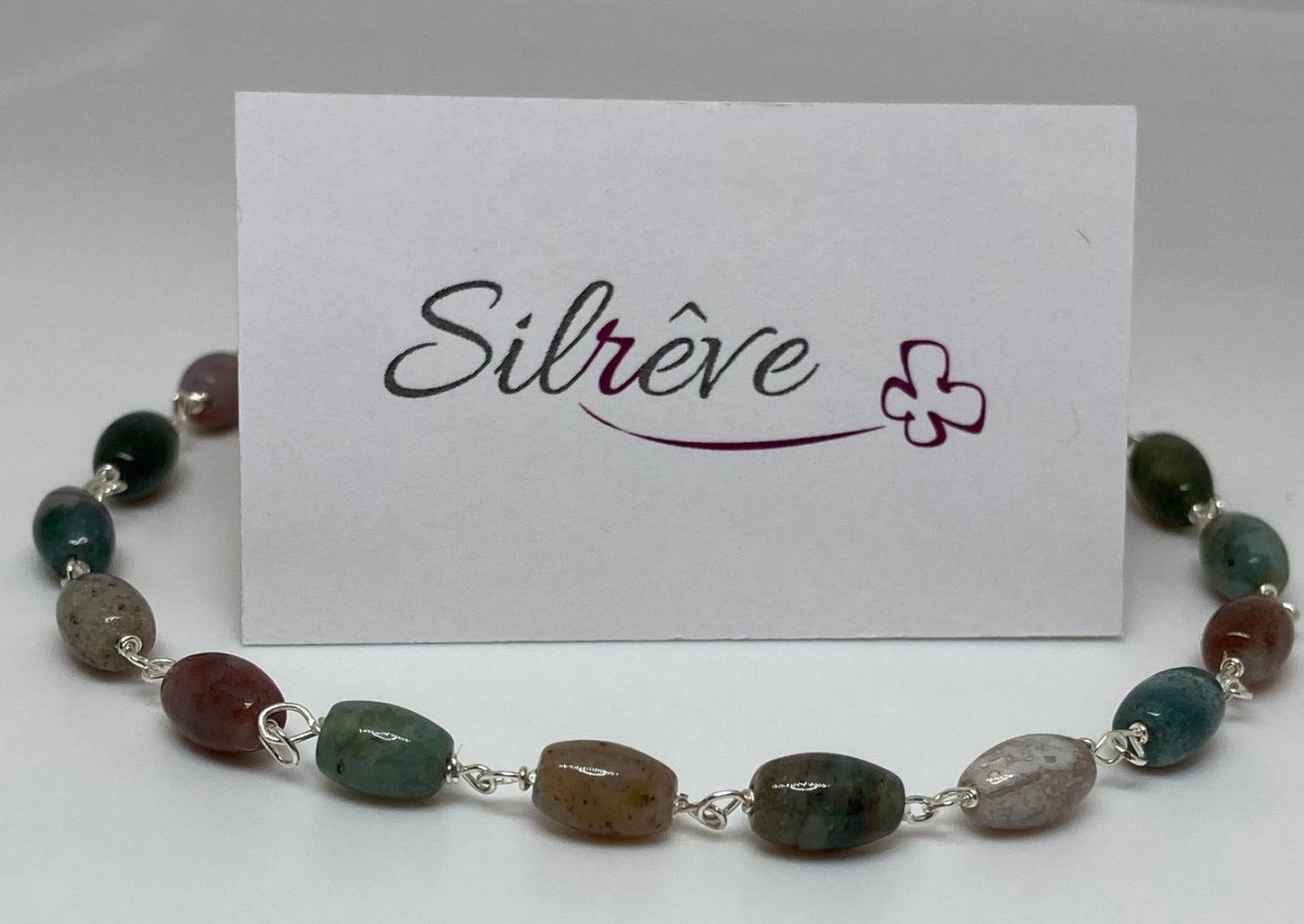 Goldsmith's knot bracelet in Ag. 925, embellished with Indian agate