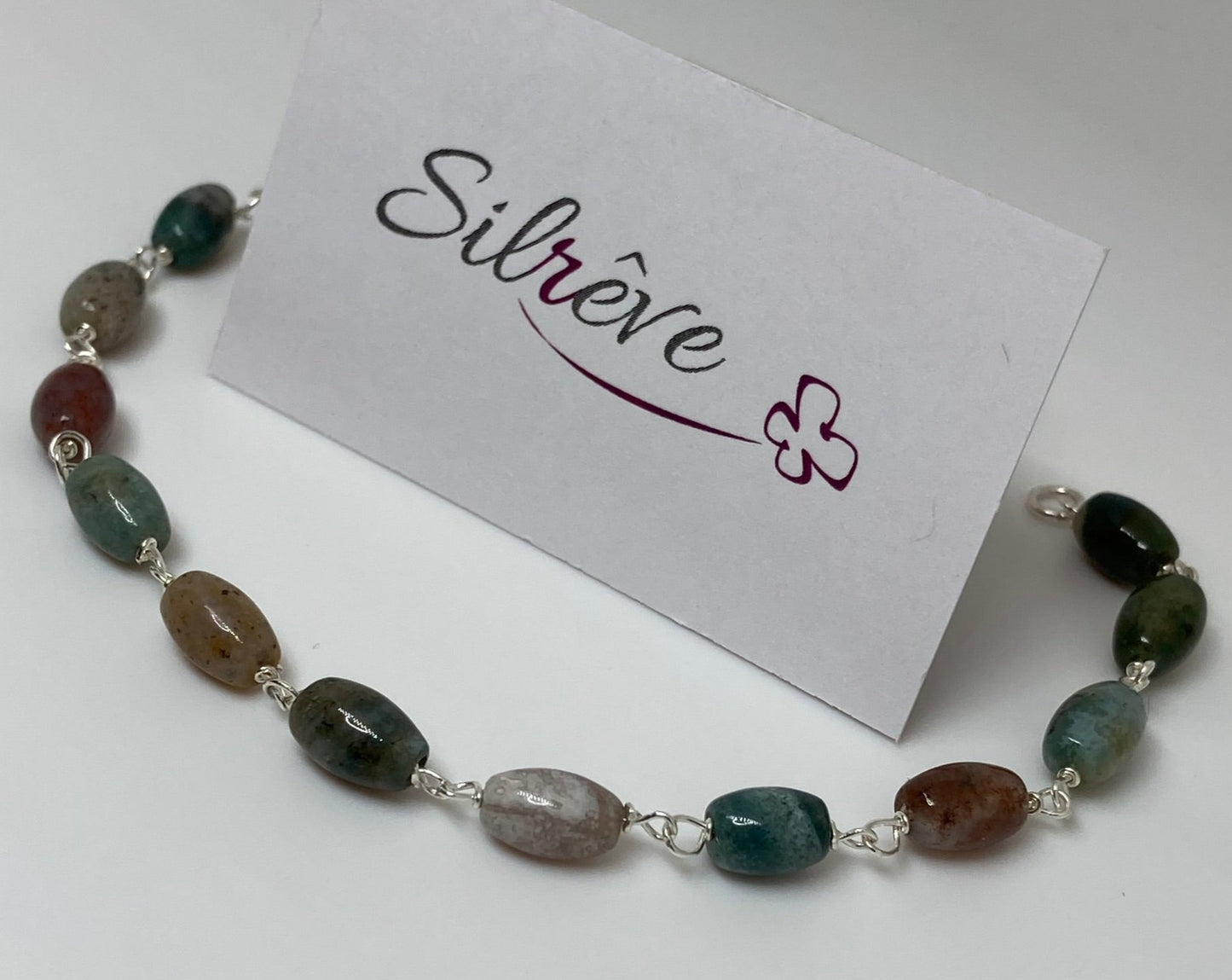 Goldsmith's knot bracelet in Ag. 925, embellished with Indian agate