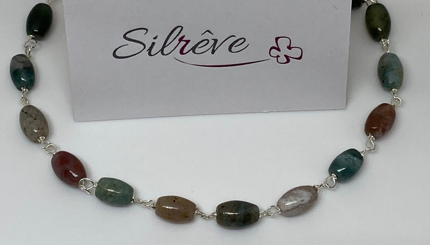 Goldsmith's knot bracelet in Ag. 925, embellished with Indian agate