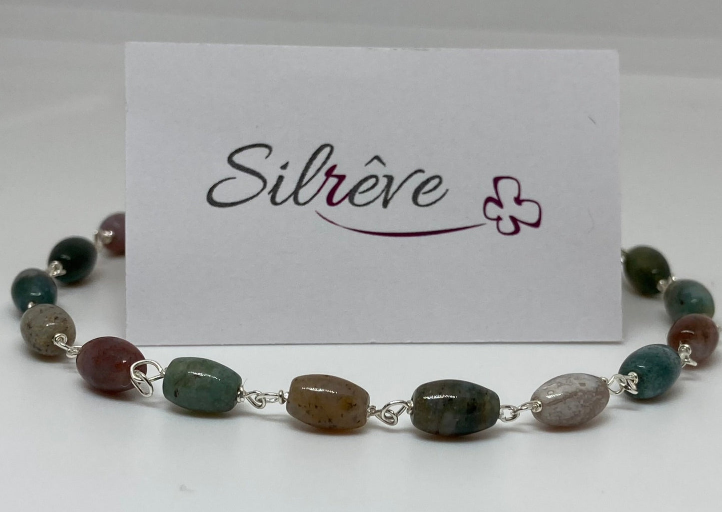 Goldsmith's knot bracelet in Ag. 925, embellished with Indian agate