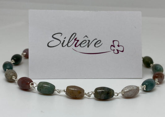 Goldsmith's knot bracelet in Ag. 925, embellished with Indian agate