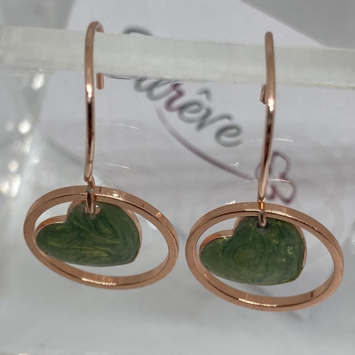 'Heart in the centre' copper pendant earrings
