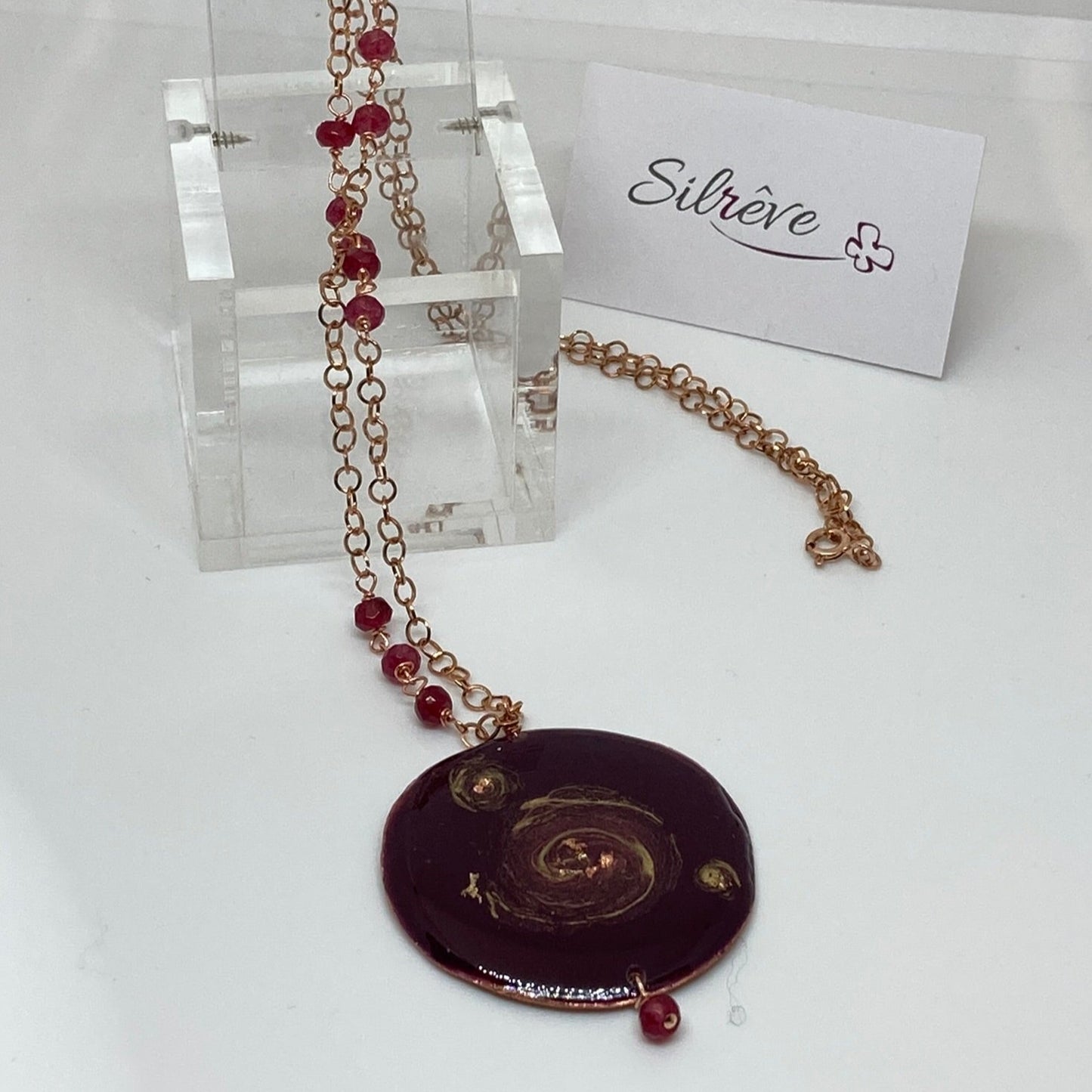 Copper necklace with 'Galaxy' round pendant