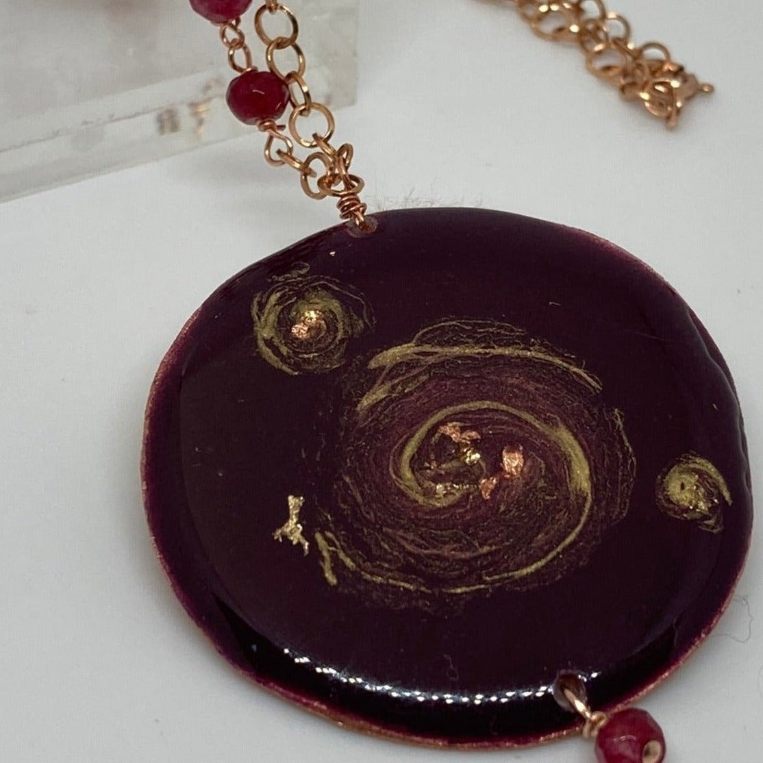 Copper necklace with 'Galaxy' round pendant
