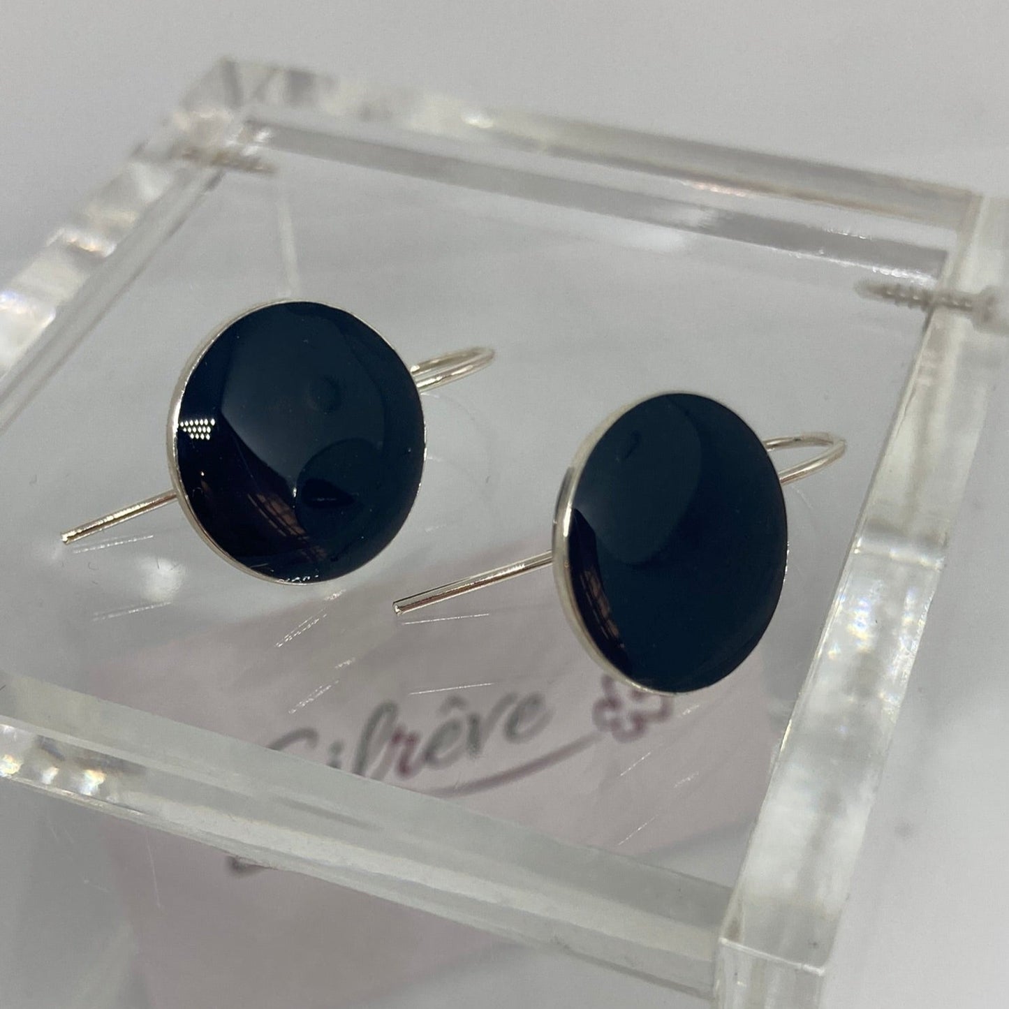 Earrings in Ag. 925 round, enamelled and vitrified by hand