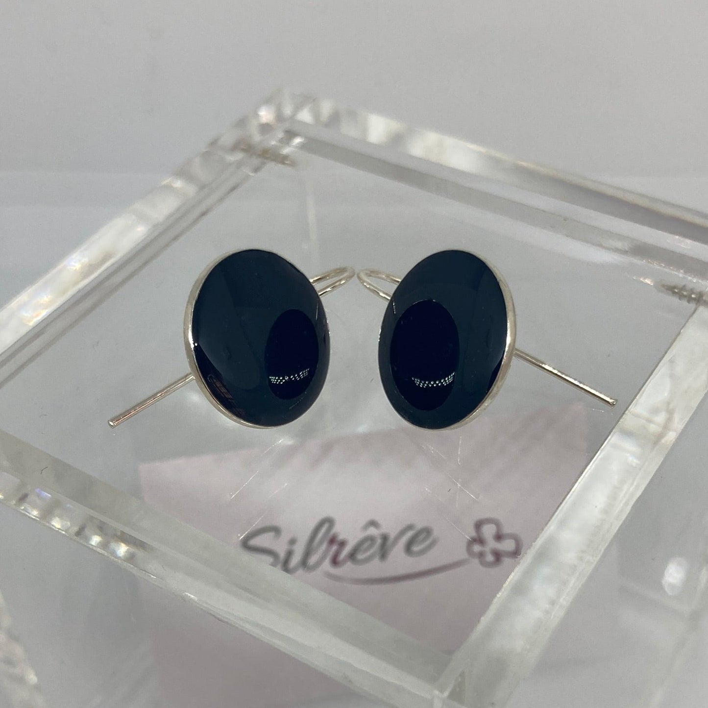 Earrings in Ag. 925 round, enamelled and vitrified by hand