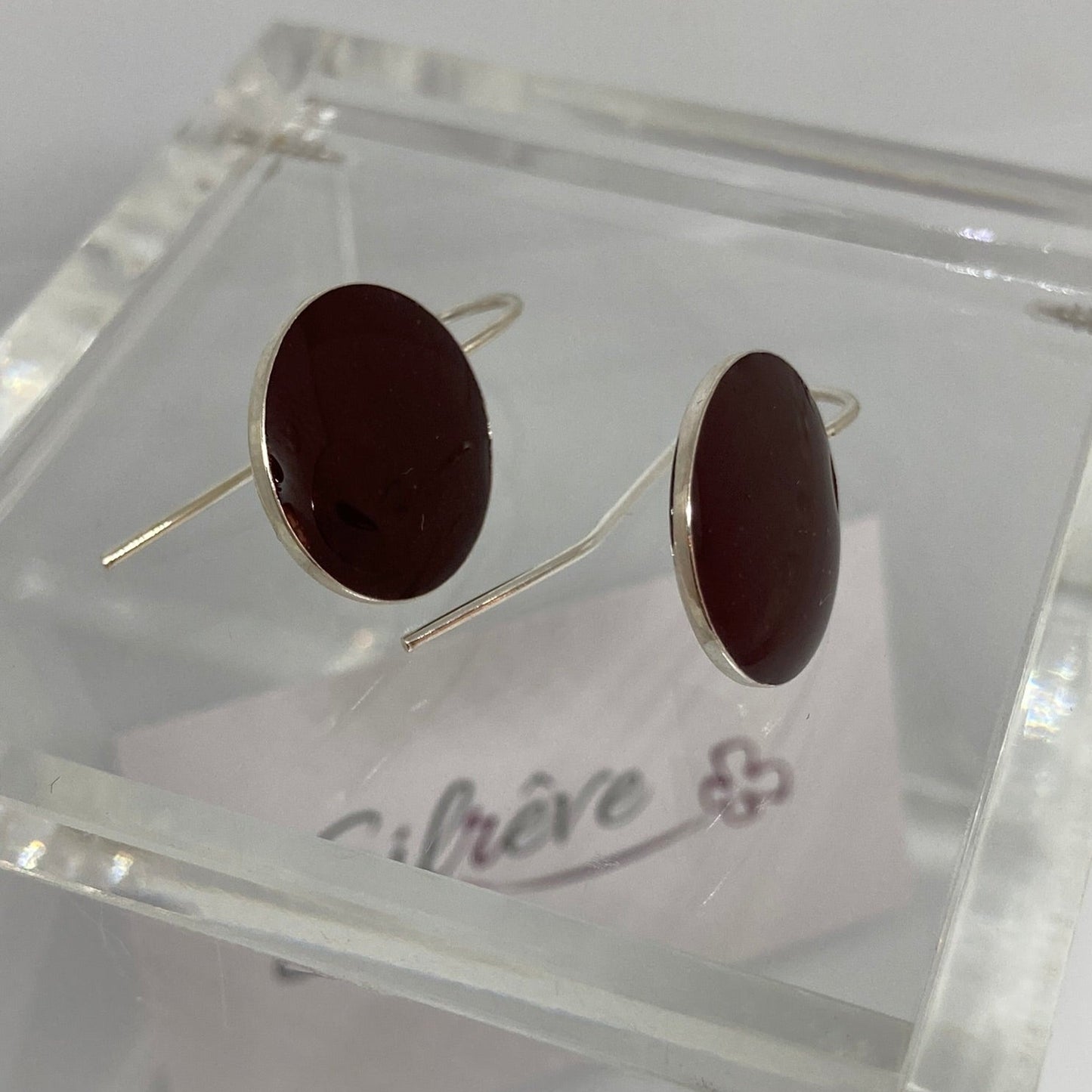 Earrings in Ag. 925 round, enamelled and vitrified by hand
