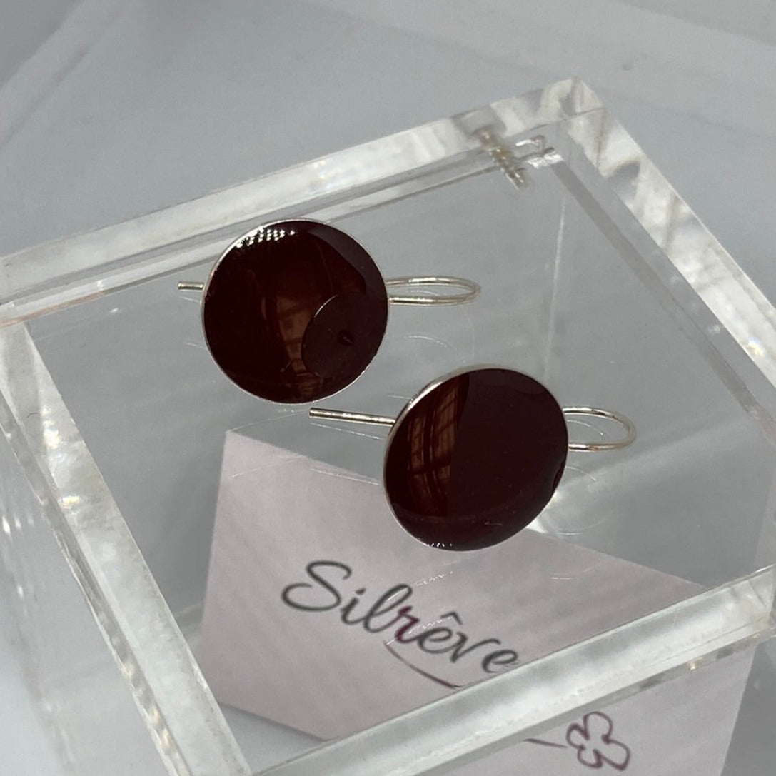 Earrings in Ag. 925 round, enamelled and vitrified by hand