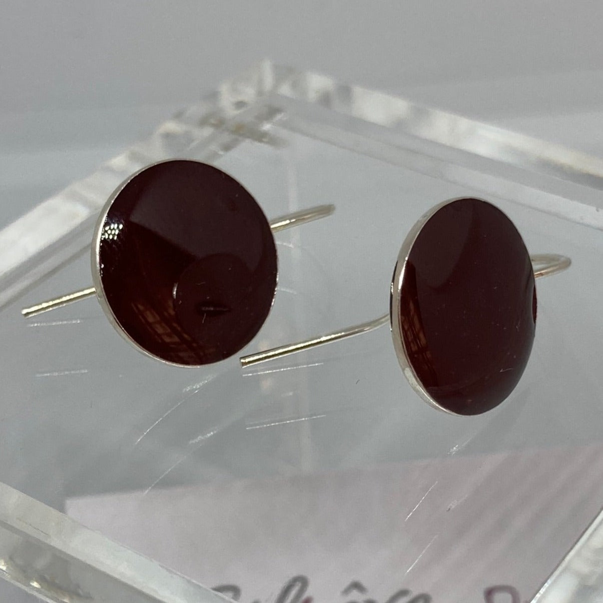 Earrings in Ag. 925 round, enamelled and vitrified by hand