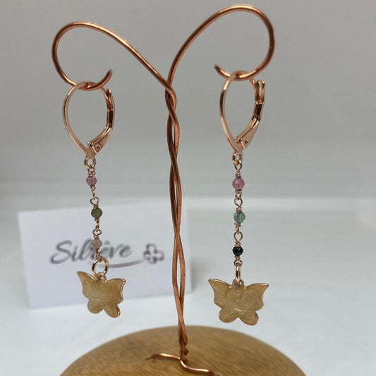 Earrings in Ag. 925 round, enamelled and vitrified by hand