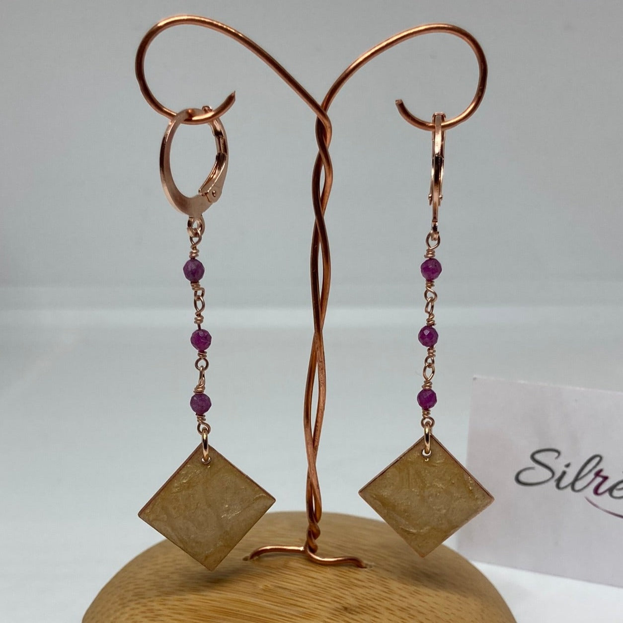 Earrings in Ag. 925 round, enamelled and vitrified by hand