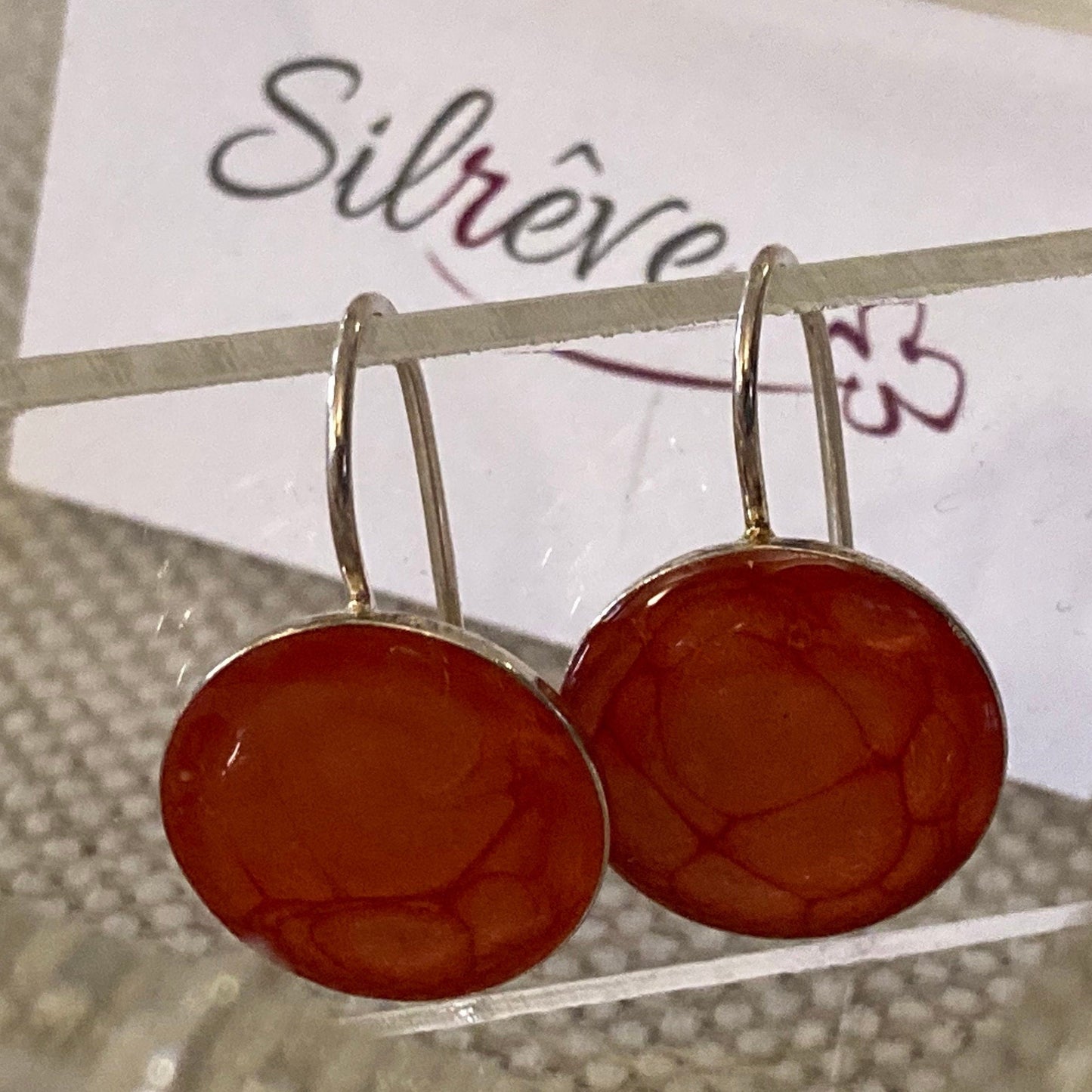 Earrings in Ag. 925 round, enamelled and vitrified by hand