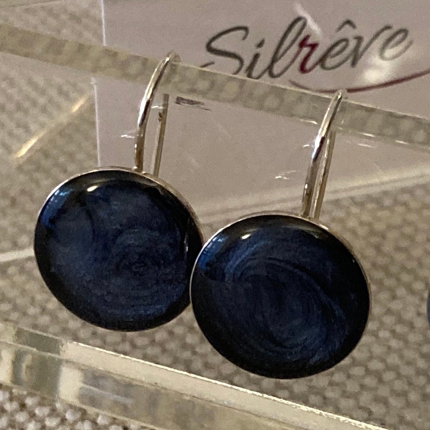 Earrings in Ag. 925 round, enamelled and vitrified by hand