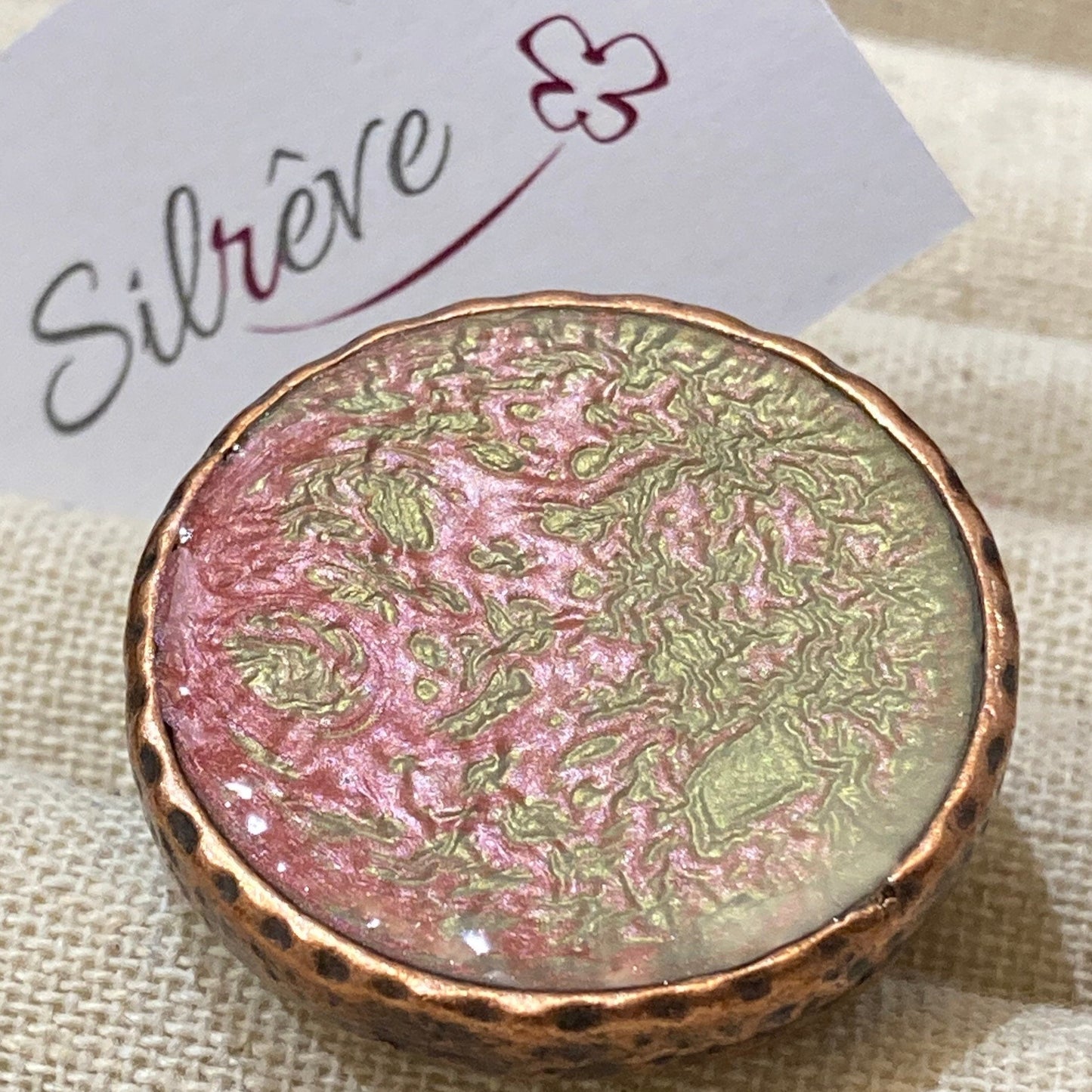 Adjustable round ring, in red copper